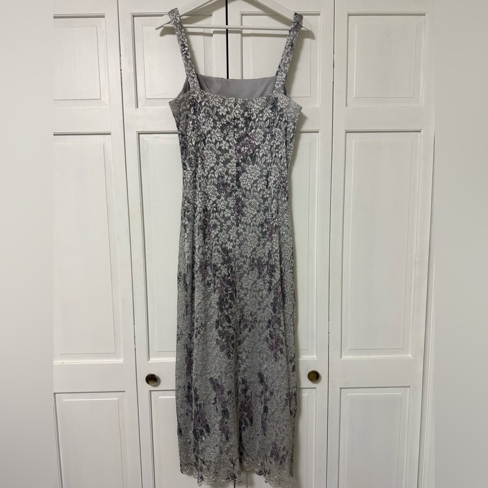 Vintage Sheri Martin Midi Floral Lace Dress Fairy Whimsigoth Purple Hoco 12 - Picture 5 of 13